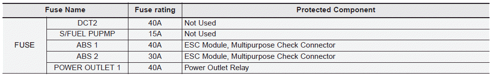 Hyundai Elantra. Fuse/Relay Panel Description